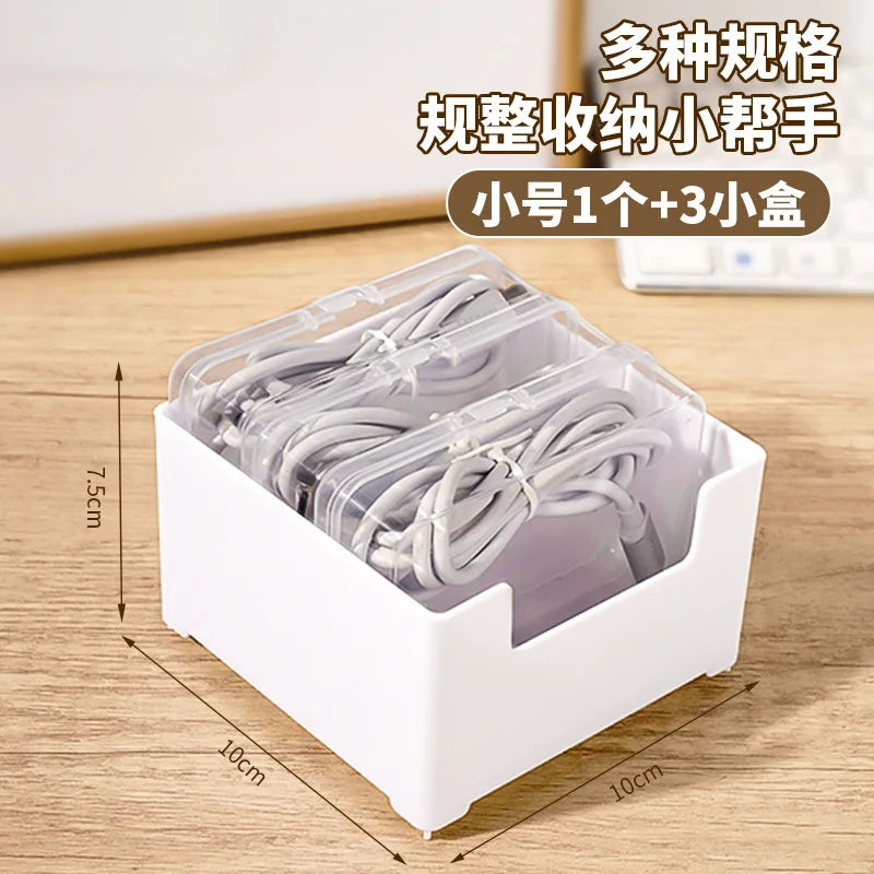 Desk Cable Storage Box - Cord & Accessory Organizer