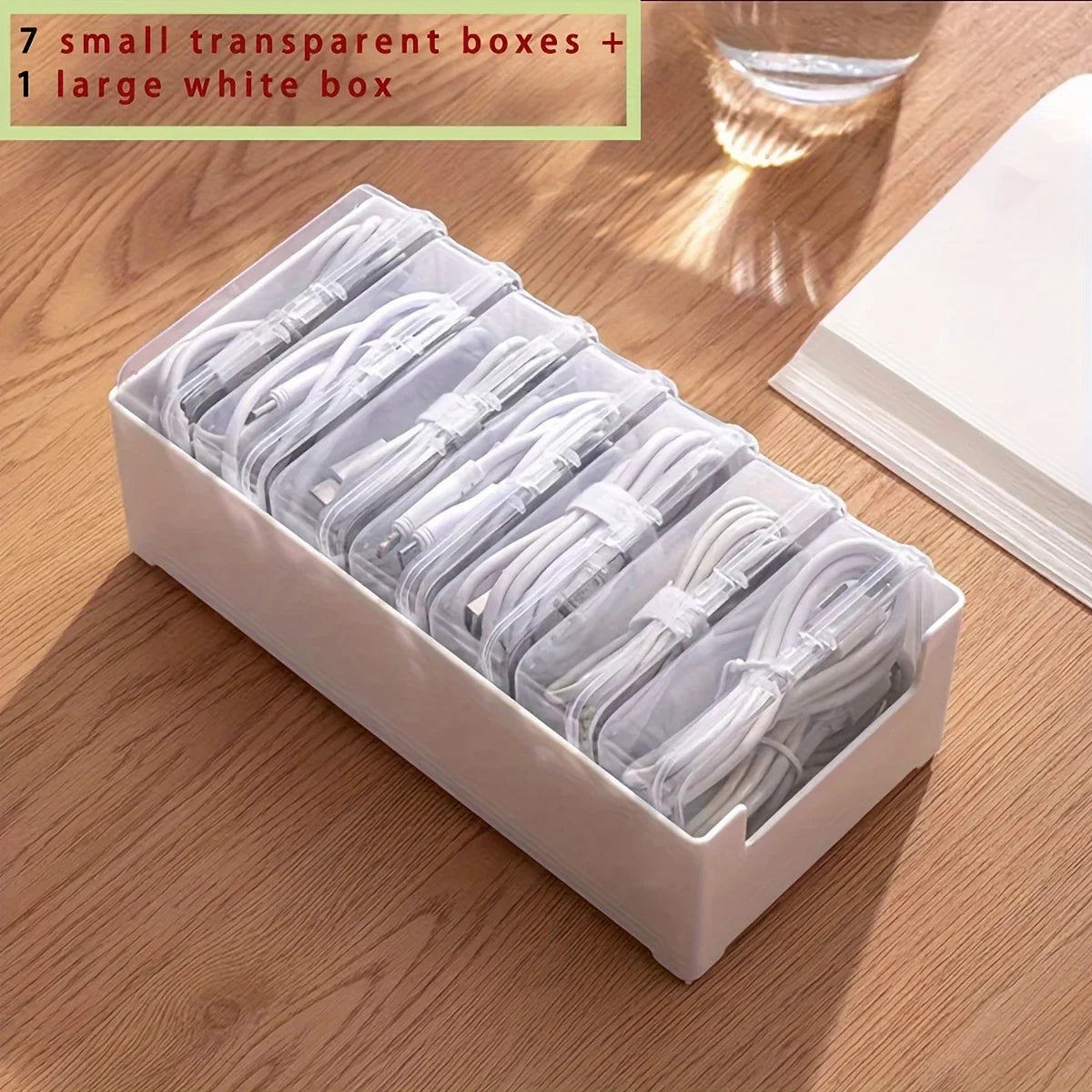 Desk Cable Storage Box - Cord & Accessory Organizer