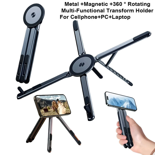 Portable Magnetic Phone Stand - 360 Degree Adjustable Mount for Desk & Travel